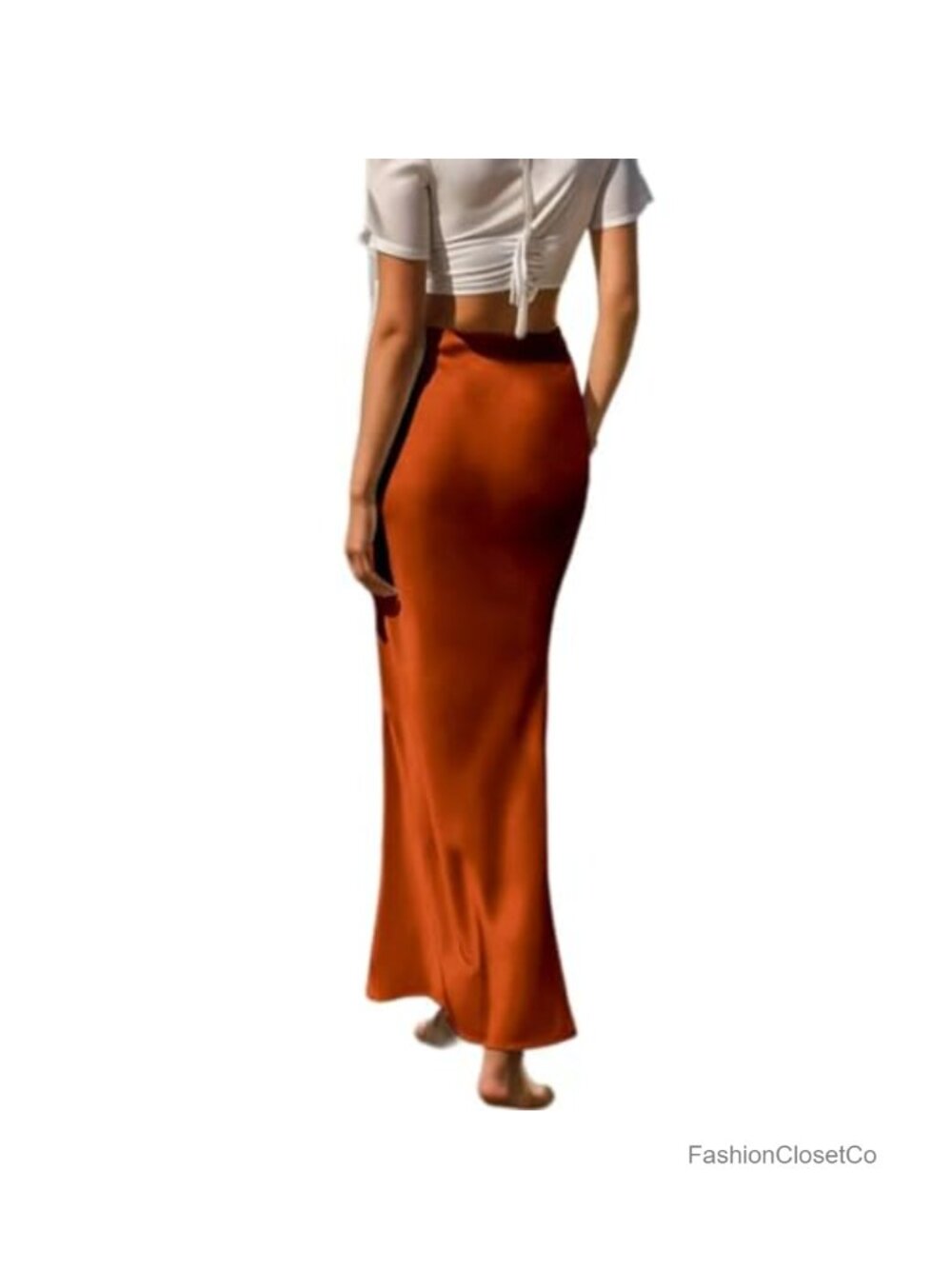 Satin Maxi Skirt High Waist Fishtail Mermaid Long Formal Party Skirt